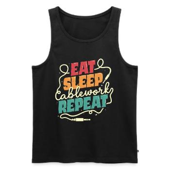 Audiovisual Technician Eat Sleep Cablework - Men's Premium Organic Tank Top - black - Front - AI Model Male 178 light (178cm)