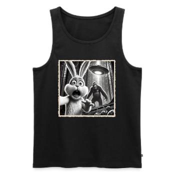 Pâques, Lapin de Pâques drôle, Lapin Selfie Fête de Pâques - Débardeur bio Premium Homme - noir - Devant - AI Model Male 178 light (178cm)