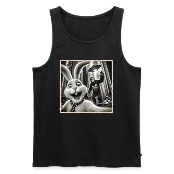 Pâques, Lapin de Pâques drôle, Lapin Selfie Fête de Pâques - Débardeur bio Premium Homme - noir - Devant - AI Model Male 178 light (178cm)