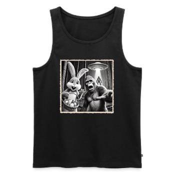 Pâques, Lapin de Pâques drôle, Lapin Selfie Fête de Pâques - Débardeur bio Premium Homme - noir - Devant - AI Model Male 178 light (178cm)