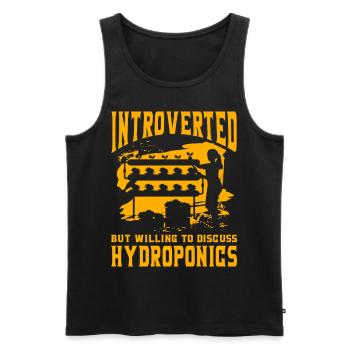 Introverted but willing to discuss Hydroponics - Men's Premium Organic Tank Top - black - Front - AI Model Male 178 light (178cm)
