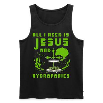 All I need is Jesus and Hydroponics - Men's Premium Organic Tank Top - black - Front - AI Model Male 178 light (178cm)