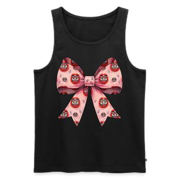 Coquette Bogen Daruma Puppe Japan Muster Rosa Band - Männer Premium Bio Tank Top - Schwarz - Vorne - AI Model Male 178 light (178cm)