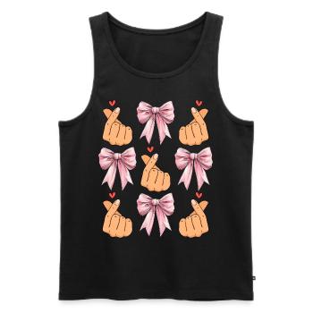 Coquette noeud Saranghae Kpop doigt coeur rose - Débardeur bio Premium Homme - noir - Devant - AI Model Male 178 light (178cm)