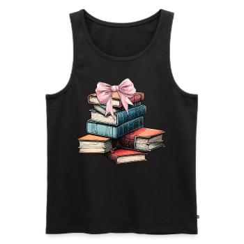 Coquette Bow Librarian Library Books Pink - Men's Premium Organic Tank Top - black - Front - Michal (187cm)