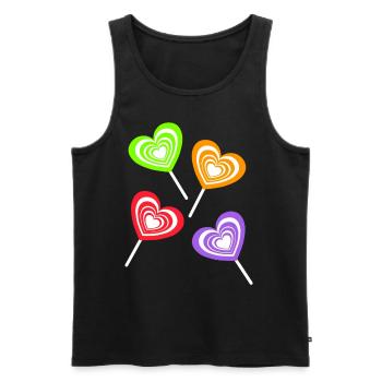 Lollie Lollies Kinder Kind Retro Vintage 80er 90er - Männer Premium Bio Tank Top - Schwarz - Vorne - AI Model Male 178 light (178cm)