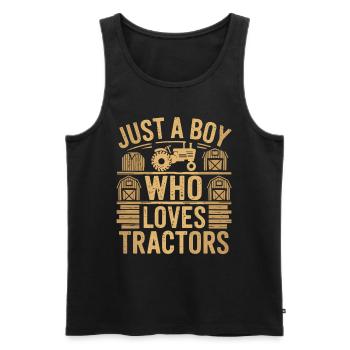 Juste un garçon qui aime les tracteurs et qui est - Débardeur bio Premium Homme - noir - Devant - Michal (187cm)