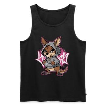 Kangourou Street Art Graffiti Style urbain avec sweat à capuche - Débardeur bio Premium Homme - noir - Devant - Michal (187cm)
