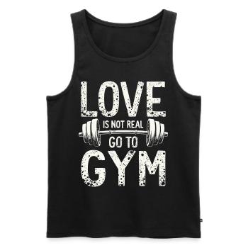 L’amour n’est pas réel – Aller à la salle de sport - Gym Spruch - Débardeur bio Premium Homme - noir - Devant - Michal (187cm)