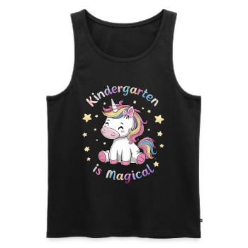 Kindergarten Ist Magisch Mit Einhorn Und Sternen - Männer Premium Bio Tank Top - Schwarz - Vorne - AI Model Male 178 light (178cm)
