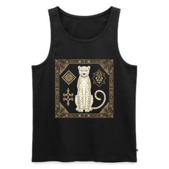 Cheetah Art: Elegance and Style in Golden - Men's Premium Organic Tank Top - black - Front - AI Model Male 178 light (178cm)