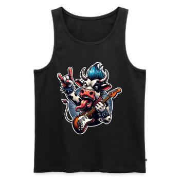 Kuh Rock and Roll Guitarist - Men's Premium Organic Tank Top - black - Front - Michal (187cm)