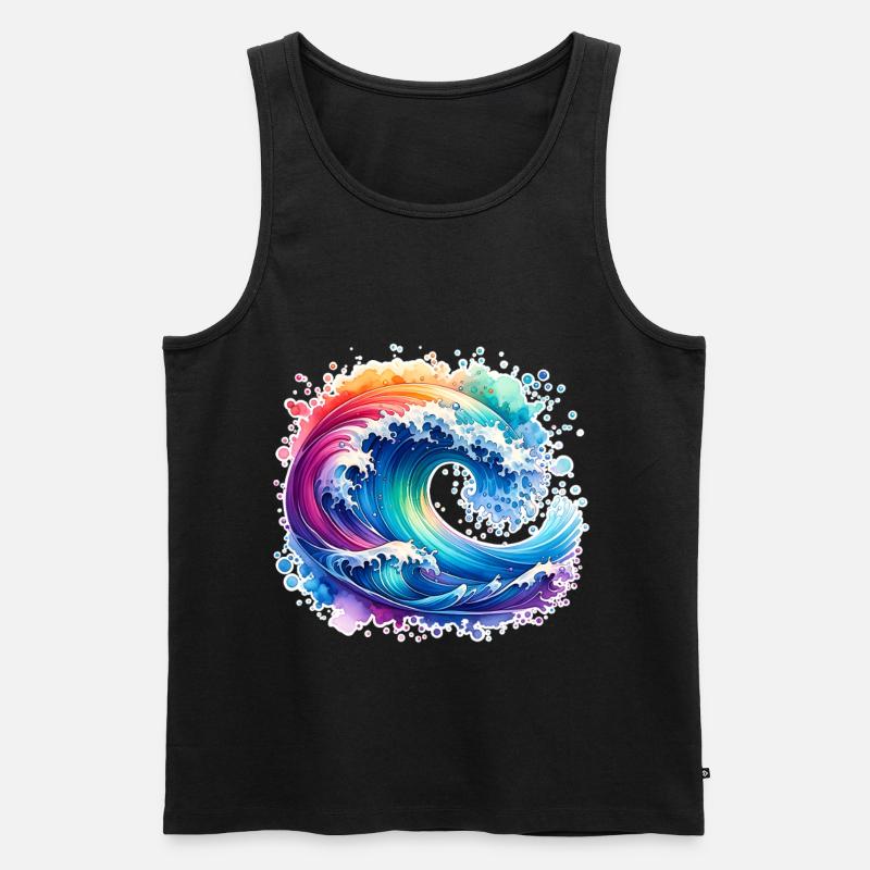 Welle - Männer Premium Bio Tank Top - Schwarz