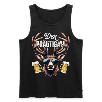 Bräutigam T-Shirt JGA Männer Junggesellenabschied - Männer Premium Bio Tank Top - Schwarz - Vorne - Michal (187cm)