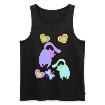 Retro Cats Cat 80s 90s Vintage Kitten Child - Men's Premium Organic Tank Top - black - Front - Michal (187cm)