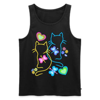 Cat Cats Spring Kitten Kids Retro 80s - Men's Premium Organic Tank Top - black - Front - Michal (187cm)
