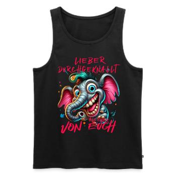 Mieux vaut être fou que l’un d’entre vous – éléphant - Débardeur bio Premium Homme - noir - Devant - AI Model Male 178 light (178cm)