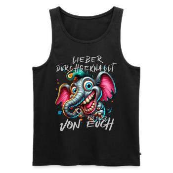 Lieber durchgeknallt als einer von euch – Elefant - Männer Premium Bio Tank Top - Schwarz - Vorne - Michal (187cm)