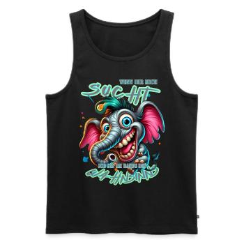 Wenn ihr mich sucht ich bin am Rande des Wahnsinns - Männer Premium Bio Tank Top - Schwarz - Vorne - AI Model Male 178 light (178cm)