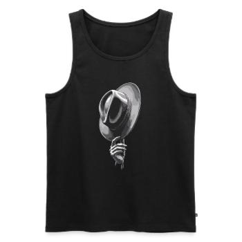 Lifting Up Hat Gentleman Stylish Gesture - Men's Premium Organic Tank Top - black - Front - Michal (187cm)