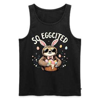 So Eggcited - Men's Premium Organic Tank Top - black - Front - AI Model Male 178 light (178cm)