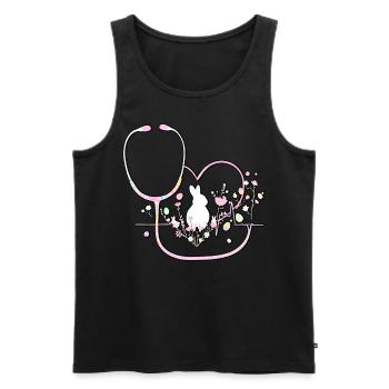 Nurse Doctor Heartbeat Easter - Men's Premium Organic Tank Top - black - Front - AI Model Male 178 light (178cm)