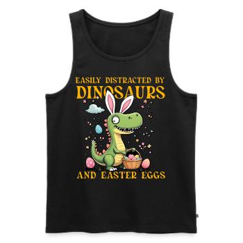 Easily distracted by Dinosaurs and Easter Eggs - Men's Premium Organic Tank Top - black - Front - AI Model Male 178 light (178cm)