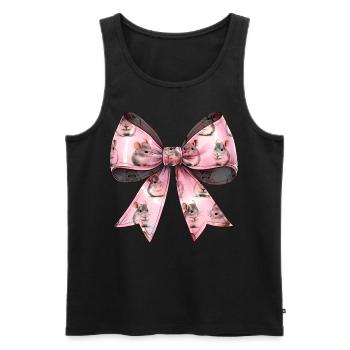 Coquette noeud chinchilla motif fête des mères rose - Débardeur bio Premium Homme - noir - Devant - Michal (187cm)