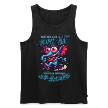 Wenn ihr mich sucht ich bin am Rande des Wahnsinns - Männer Premium Bio Tank Top - Schwarz - Vorne - AI Model Male 178 light (178cm)