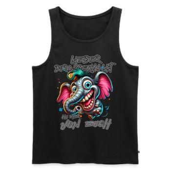 Mieux vaut être fou que l’un d’entre vous – éléphant - Débardeur bio Premium Homme - noir - Devant - AI Model Male 178 light (178cm)