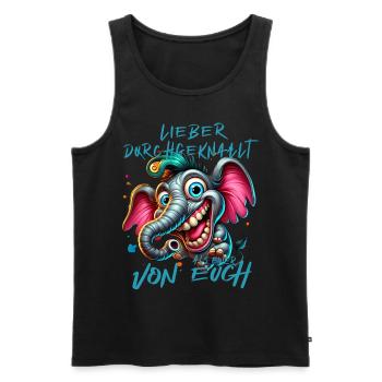 Mieux vaut être fou que l’un d’entre vous – éléphant - Débardeur bio Premium Homme - noir - Devant - AI Model Male 178 light (178cm)