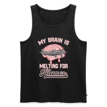 Airplane Lover Brain Funny Airplanes - Men's Premium Organic Tank Top - black - Front - Michal (187cm)