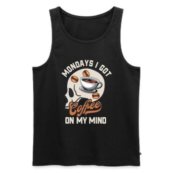 Mondays Coffee in the Head Caffeine Work Humor - Men's Premium Organic Tank Top - black - Front - AI Model Male 178 light (178cm)