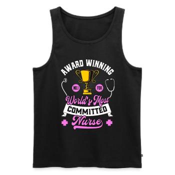 Dedicated Nurse Funny Award-Winning - Men's Premium Organic Tank Top - black - Front - AI Model Male 178 light (178cm)