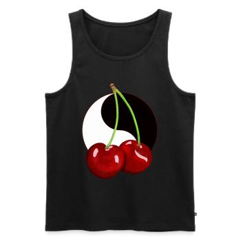 Rockabilly Retro Vintage Kirsche Kirschen Obst - Männer Premium Bio Tank Top - Schwarz - Vorne - Michal (187cm)