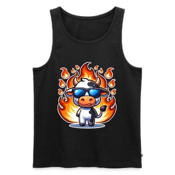 Cow Fire Flames - Men's Premium Organic Tank Top - black - Front - Michal (187cm)