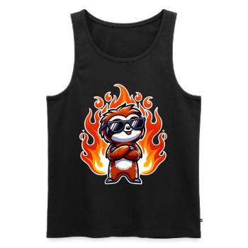 Faultier Cool Flammen Feuer - Männer Premium Bio Tank Top - Schwarz - Vorne - AI Model Male 178 light (178cm)