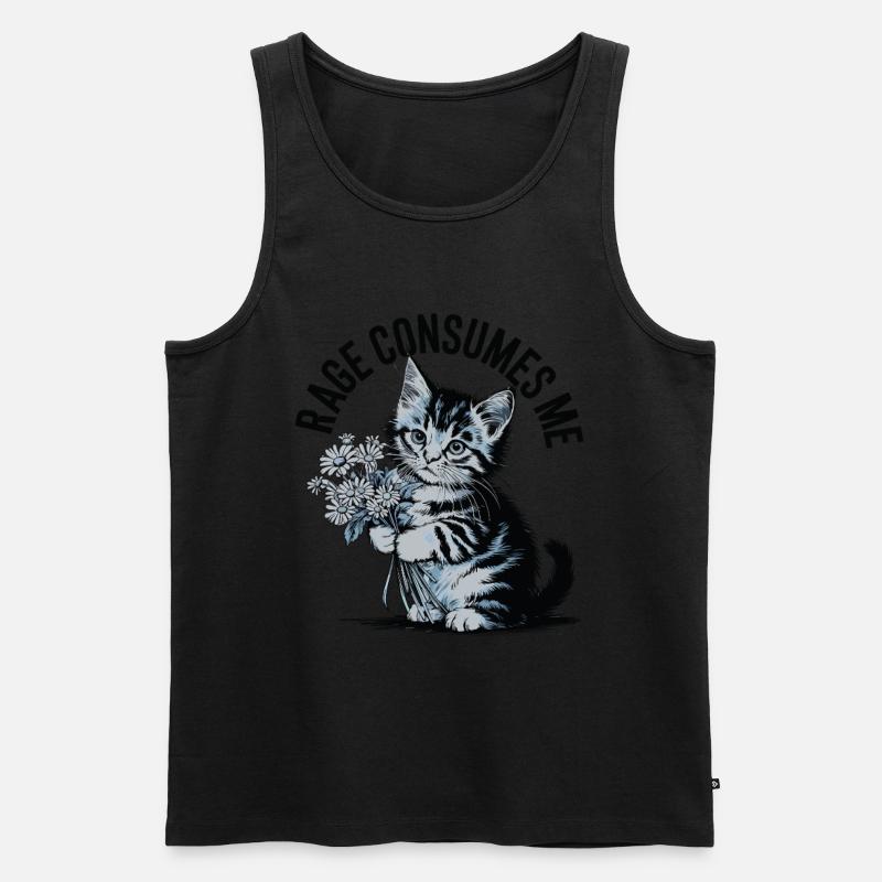 Rage Consumes Me Cat - Männer Premium Bio Tank Top - Schwarz