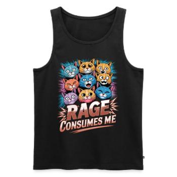Rage Consumes Me Cat - Men's Premium Organic Tank Top - black - Front - AI Model Male 178 light (178cm)