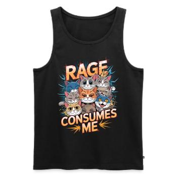 Rage Consumes Me Cat - Men's Premium Organic Tank Top - black - Front - AI Model Male 178 light (178cm)