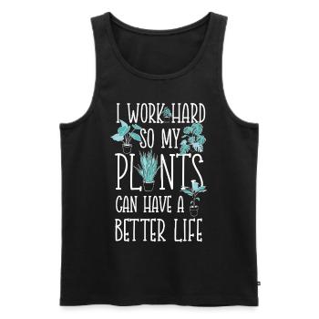 Plant Lover Gardening I Work Hard - Men's Premium Organic Tank Top - black - Front - AI Model Male 178 light (178cm)