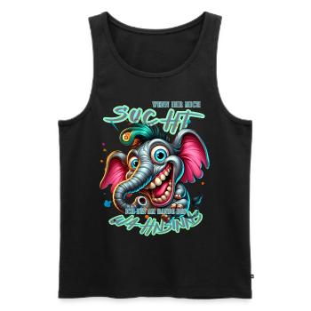 Wenn ihr mich sucht, ich bin am Rande des Wahnsinn - Männer Premium Bio Tank Top - Schwarz - Vorne - AI Model Male 178 light (178cm)