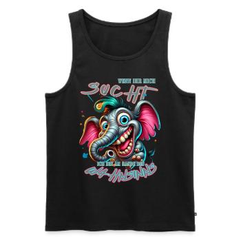 Wenn ihr mich sucht, ich bin am Rande des Wahnsinn - Männer Premium Bio Tank Top - Schwarz - Vorne - AI Model Male 178 light (178cm)