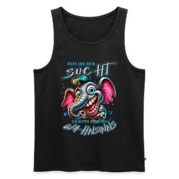 Wenn ihr mich sucht, ich bin am Rande des Wahnsinn - Männer Premium Bio Tank Top - Schwarz - Vorne - AI Model Male 178 light (178cm)