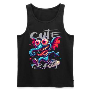Style de bande dessinée éléphant mignon mais fou - Débardeur bio Premium Homme - noir - Devant - Michal (187cm)