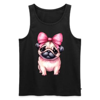 Coquette Bow Pug Dog Mom Pink Bow Mom - Men's Premium Organic Tank Top - black - Front - Michal (187cm)