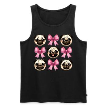 Coquette Bow Pug Dog Mom Pink Bow Mom - Men's Premium Organic Tank Top - black - Front - Michal (187cm)