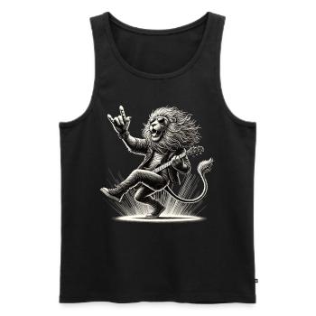 Rocking Lion – Sauvage et bruyant - Débardeur bio Premium Homme - noir - Devant - Michal (187cm)