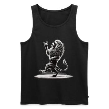 Rockiger Löwe – Cool & Wild - Männer Premium Bio Tank Top - Schwarz - Vorne - Michal (187cm)