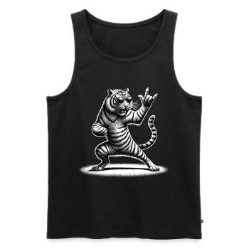 Tigre à bascule – sauvage et libre - Débardeur bio Premium Homme - noir - Devant - Michal (187cm)